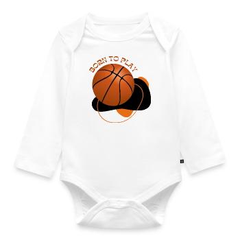 BORN TO PLAY BASKETBALL DESIGN - Organic Longsleeve Baby Bodysuit - white - Front