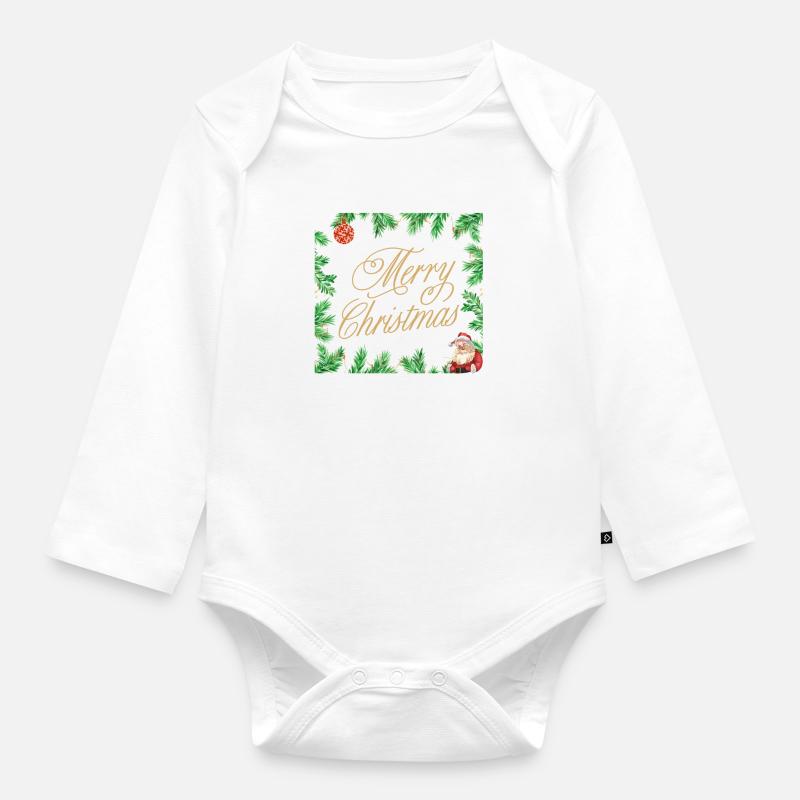 Merry Christmas - Body Bébé bio manches longues - blanc