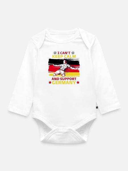 Ruhe bewahren und Deutschland unterstützen - Baby Bio-Langarm-Body - Weiß