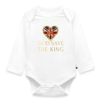 British King Coronation Charles England Flag - Organic Longsleeve Baby Bodysuit - white - Front