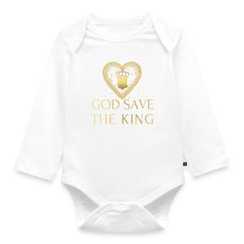 Britischer König Krönung Charles England Flagge - Baby Bio-Langarm-Body - Weiß - Vorne