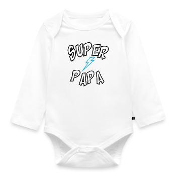 Super Papa - Baby Bio-Langarm-Body - Weiß - Vorne