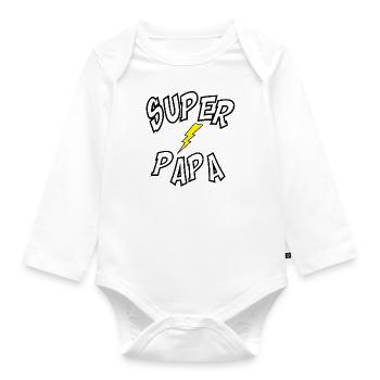 Super Papa - Baby Bio-Langarm-Body - Weiß - Vorne