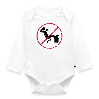No relaxing zone sign - Organic Longsleeve Baby Bodysuit - white - Front