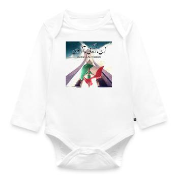 Woman Life Freedom In Farsi / Iran - Organic Longsleeve Baby Bodysuit - white - Front