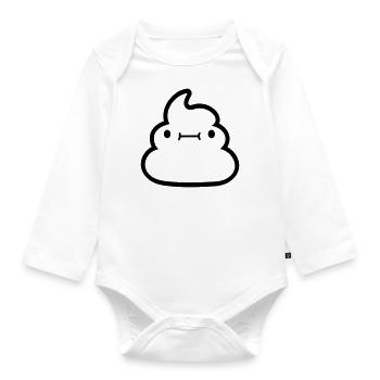 Gesicht Kawaii Scheiße Haufen - Baby Bio-Langarm-Body - Weiß - Vorne