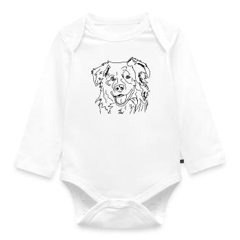 Australian Shepherd - Baby Bio-Langarm-Body - Weiß - Vorne