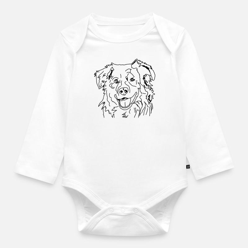 Australian Shepherd - Organic Longsleeve Baby Bodysuit - white