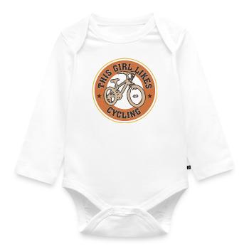 Une fille aime faire du vélo, du vélo, du sport, - Body Bébé bio manches longues - blanc - Devant