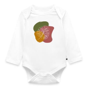 DESSIN DE FEUILLES AVEC ACCENT VERT, JAUNE ET BRUN - Body Bébé bio manches longues - blanc - Devant