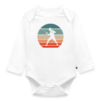 Fencing épée fencing retro sunset fencer - Organic Longsleeve Baby Bodysuit - white - Front
