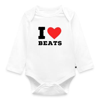 Ich liebe Beats - Baby Bio-Langarm-Body - Weiß - Vorne