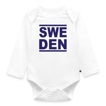 Sweden Navy - Organic Longsleeve Baby Bodysuit - white - Front