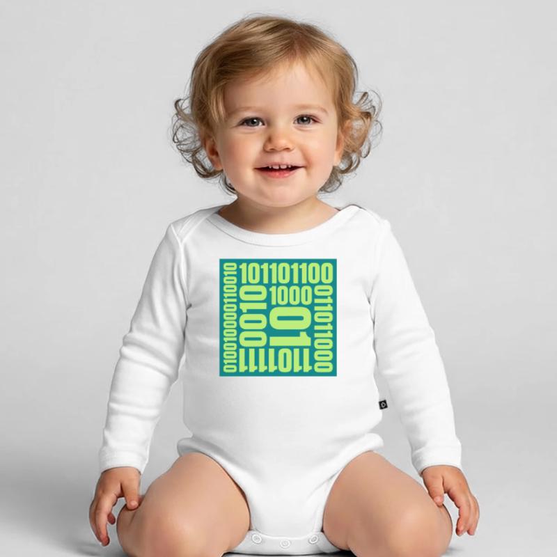 Binary Code Program Language Organic Longsleeve Baby Bodysuit