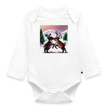 Zwei verspielte Rentiere - Baby Bio-Langarm-Body - Weiß - Vorne