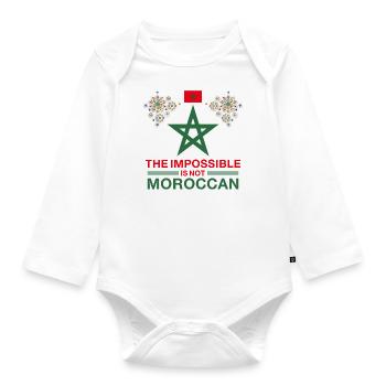 Morocco - The impossible is not Moroccan - Organic Longsleeve Baby Bodysuit - white - Front