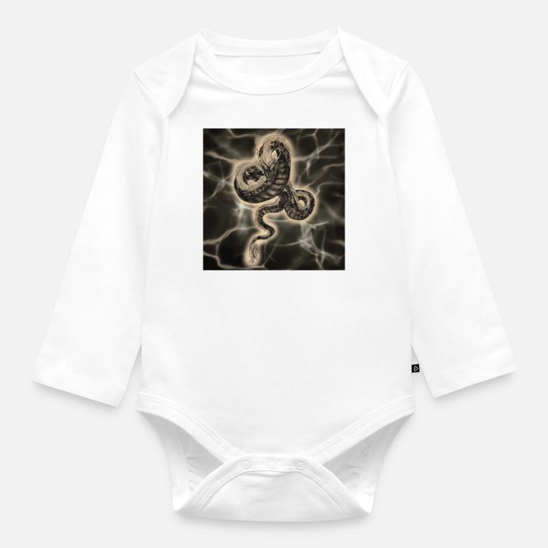 Dragon chinois noir - Body Bébé bio manches longues - blanc