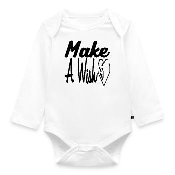 Make a Wish - Organic Longsleeve Baby Bodysuit - white - Front