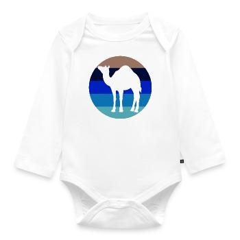 Animaux du désert vintage aux couleurs du chameau - Body Bébé bio manches longues - blanc - Devant