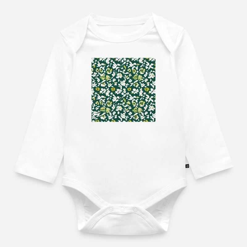 Floral patterns - Organic Longsleeve Baby Bodysuit - white