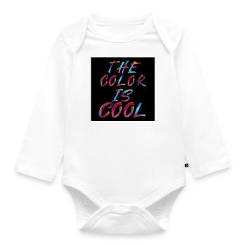 Color is cool, colorful theme - Organic Longsleeve Baby Bodysuit - white - Front