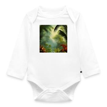 Exotic jungle artwork - Organic Longsleeve Baby Bodysuit - white - Front