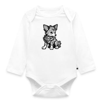 Curious baby wolf - Organic Longsleeve Baby Bodysuit - white - Front