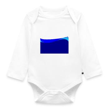 Dark Blue Wave Background - Organic Longsleeve Baby Bodysuit - white - Front
