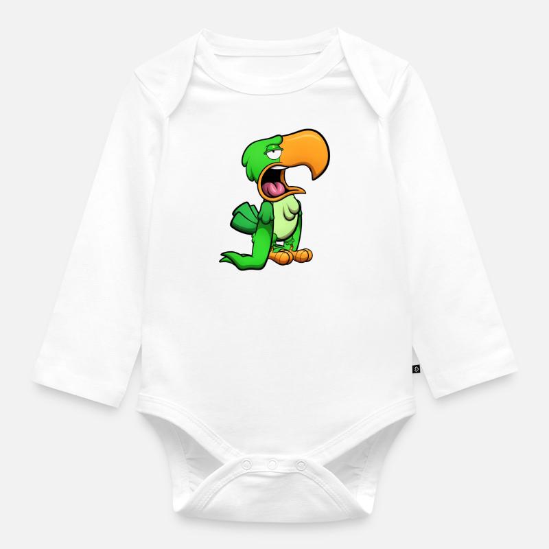 Perroquet vert ennuyé - Body Bébé bio manches longues - blanc