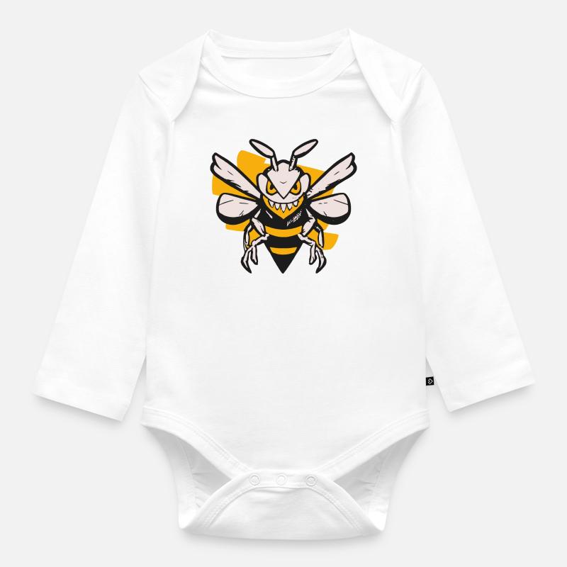 Evil Bee - Organic Longsleeve Baby Bodysuit - white