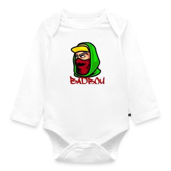 BADBOY Stil - Baby Bio-Langarm-Body - Weiß - Vorne