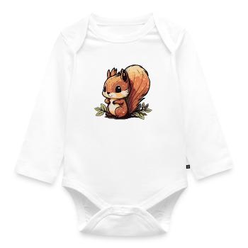 Eichhoernchen Squrirrel Comic Cute Kawaii 5 - Baby Bio-Langarm-Body - Weiß - Vorne