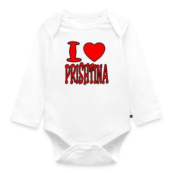 Prishtina, Kosova, Prizren, Kosovar, Shiptar - Baby Bio-Langarm-Body - Weiß - Vorne