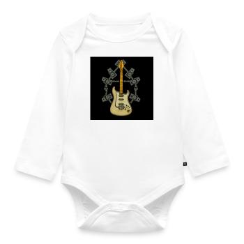 Gitarre Shirt - Baby Bio-Langarm-Body - Weiß - Vorne
