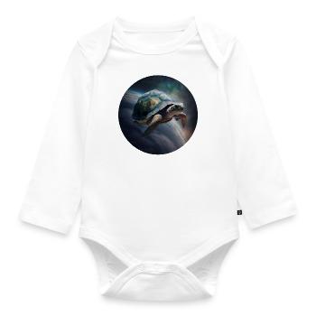 Mutter Erde schwebt langsam durch das Universum - Baby Bio-Langarm-Body - Weiß - Vorne