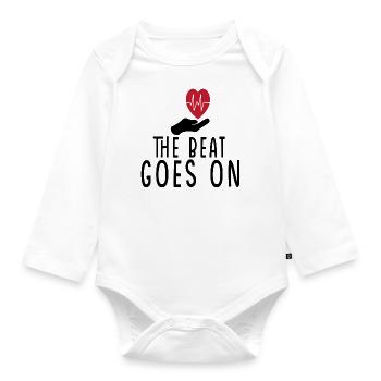The Beat goes on - Organic Longsleeve Baby Bodysuit - white - Front