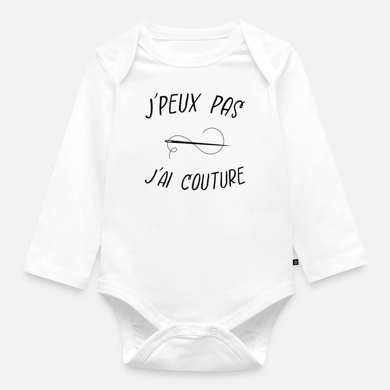 j'peux pas j'ai couture - Body Bébé bio manches longues - blanc