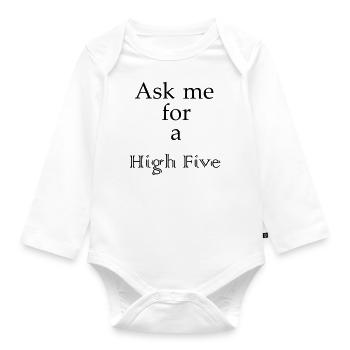 High Five - Schriftzug - Baby Bio-Langarm-Body - Weiß - Vorne