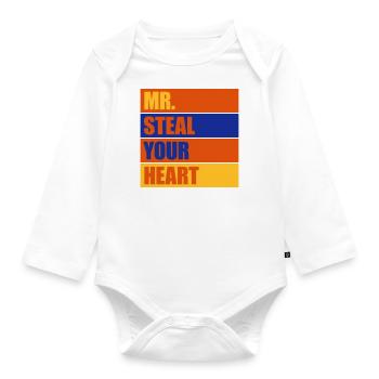 Mr steal your heart - Organic Longsleeve Baby Bodysuit - white - Front