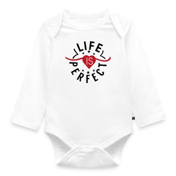 Das Leben ist perfekt - Baby Bio-Langarm-Body - Weiß - Vorne