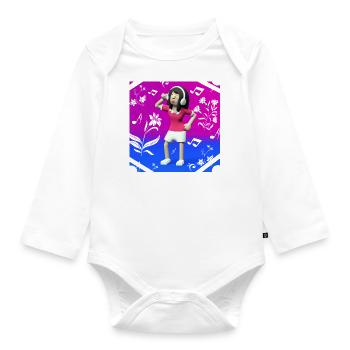 FUNNY MUSIC ILLUSTRATION GIRL 14 - Organic Longsleeve Baby Bodysuit - white - Front