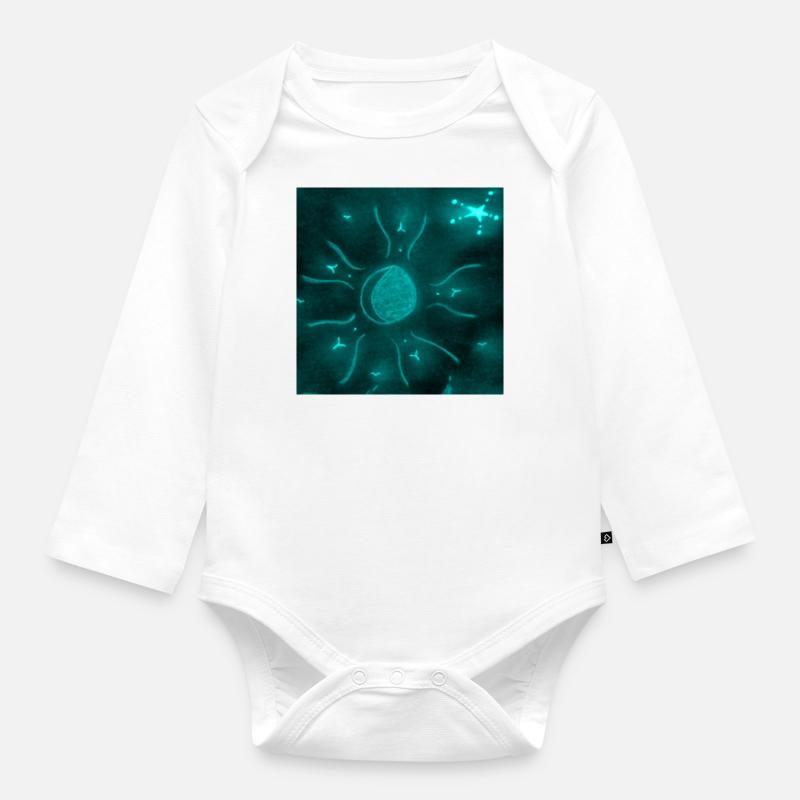 LUNE ÉTOILÉE BLEUE - Body Bébé bio manches longues - blanc