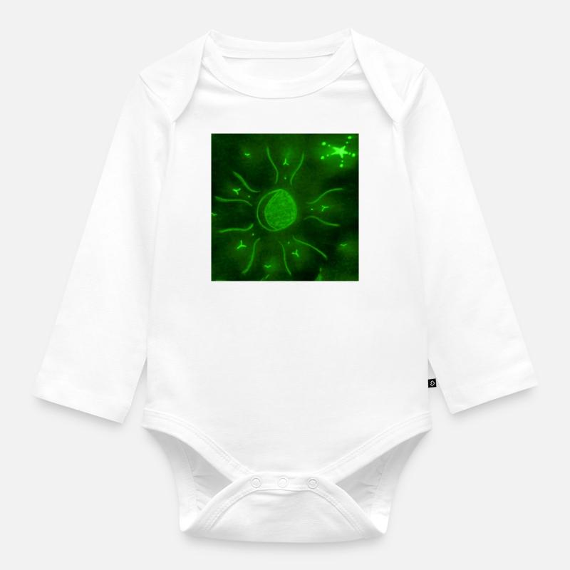LUNE ÉTOILÉE VERTE - Body Bébé bio manches longues - blanc