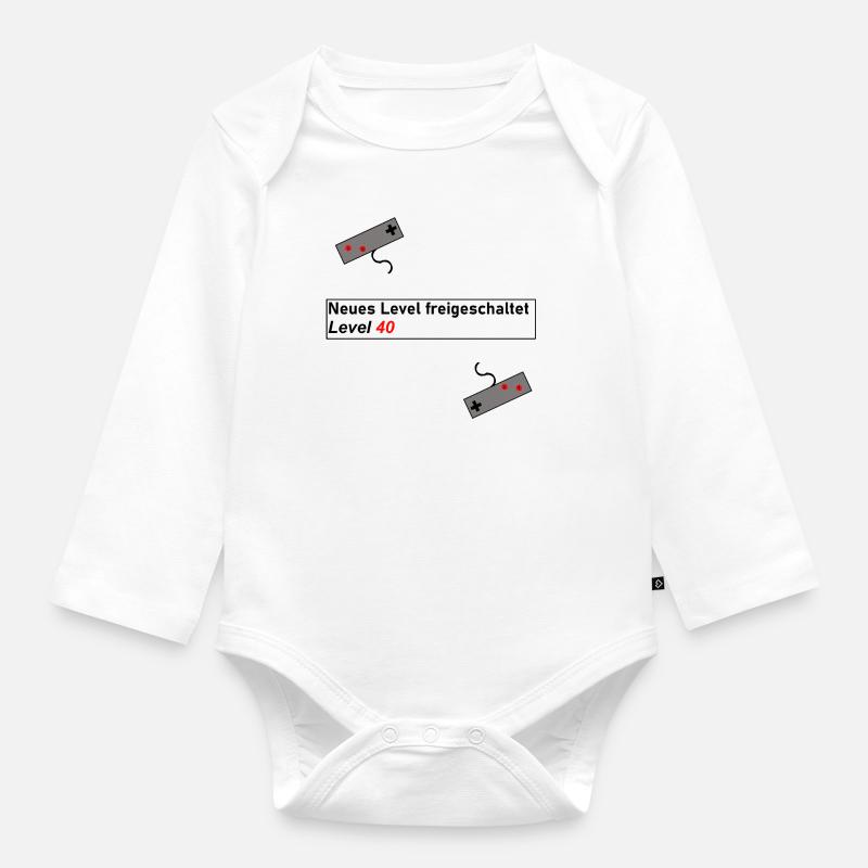 Level Up Gaming Geschenk Geschenkidee Geburtstag - Baby Bio-Langarm-Body - Weiß