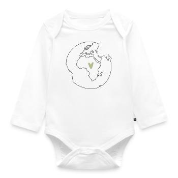 Weltkugel Afrika - Baby Bio-Langarm-Body - Weiß - Vorne