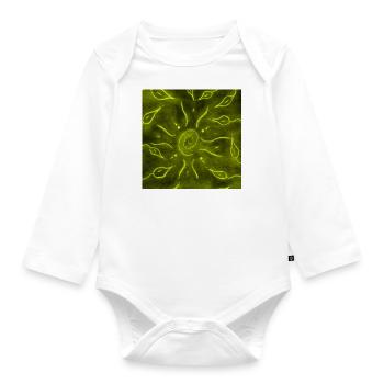 GELBE SONNE UND BLUMEN - Baby Bio-Langarm-Body - Weiß - Vorne