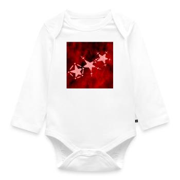 THREE RED STARS - Organic Longsleeve Baby Bodysuit - white - Front