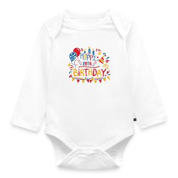 Happy 20th Birthday Twentieth 20 Year Old Gifts - Organic Longsleeve Baby Bodysuit - white - Front