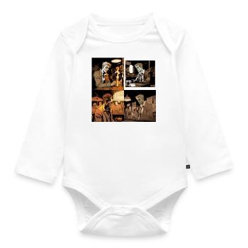 Comic picture of a person looking - Organic Longsleeve Baby Bodysuit - white - Front