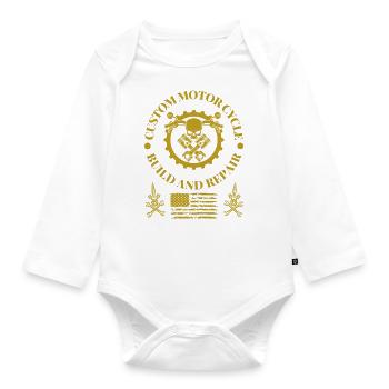 Biker Motorcycle Motorcyclist Mechanic Gift - Organic Longsleeve Baby Bodysuit - white - Front
